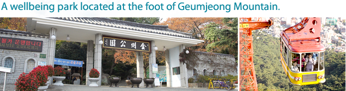 A wellbeing park located at the foot of Geumjeong Mountain.